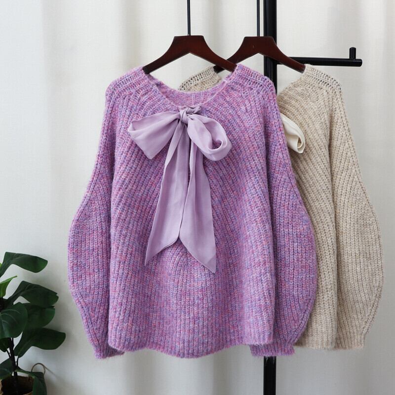 【tops】リボン付きニットセーター　M26942