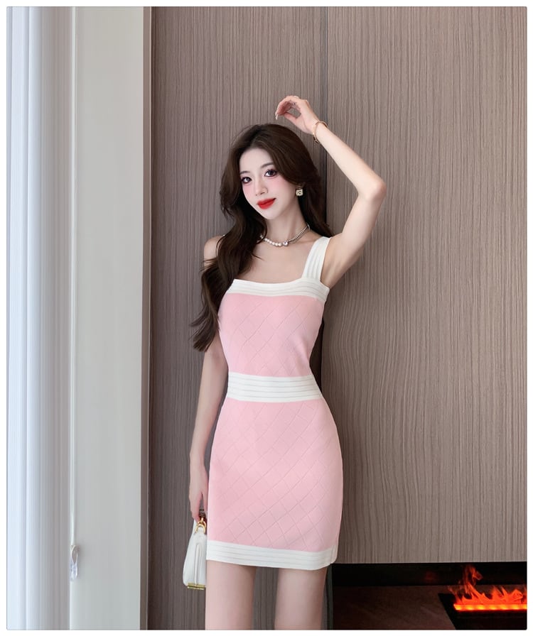 【dress】カラーマッチングニットキャミワンピース G21300