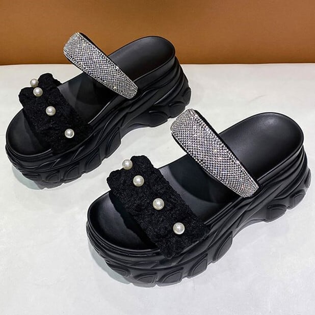 【shoes】パール付きサンダル　M30344