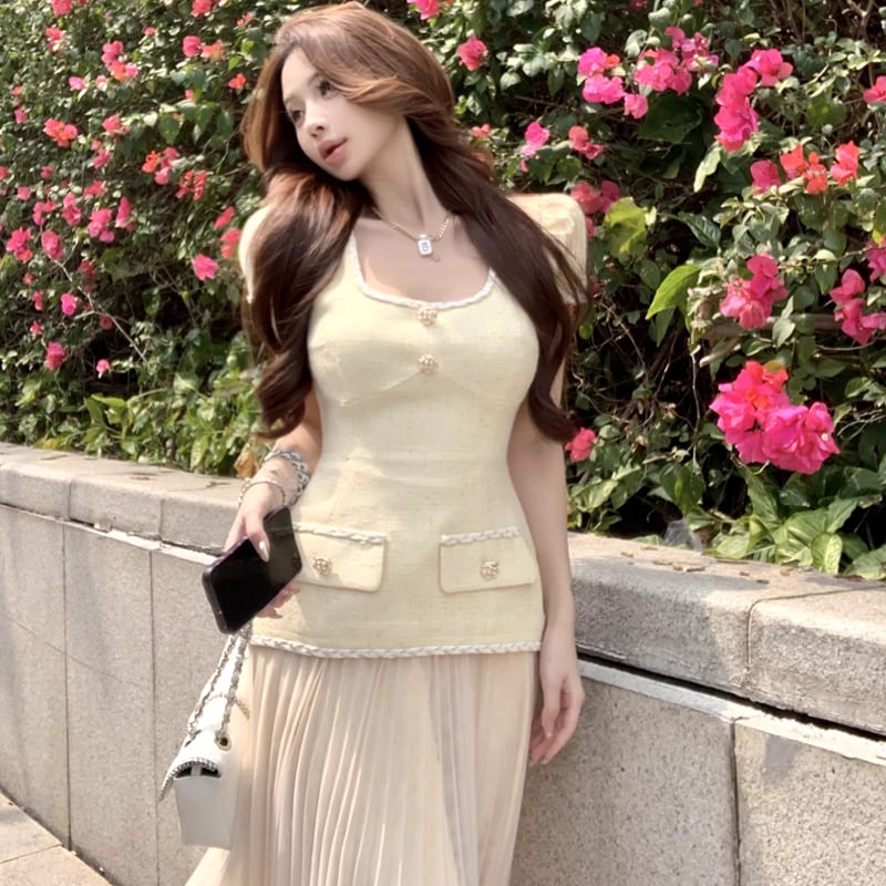 【dress】チュールドッキングワンピース Q8275