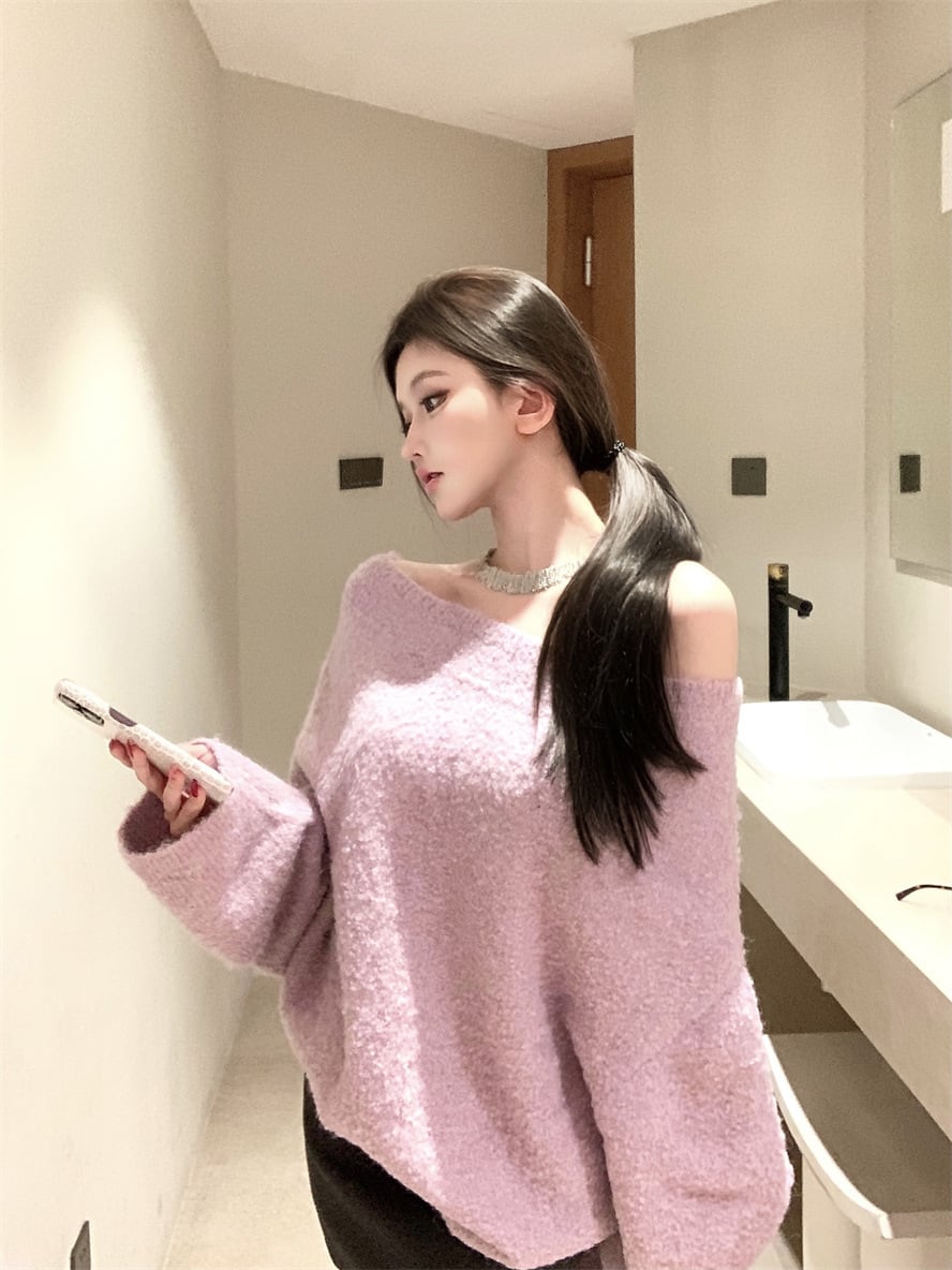 【tops】オフショルダーニットセーター　M28417