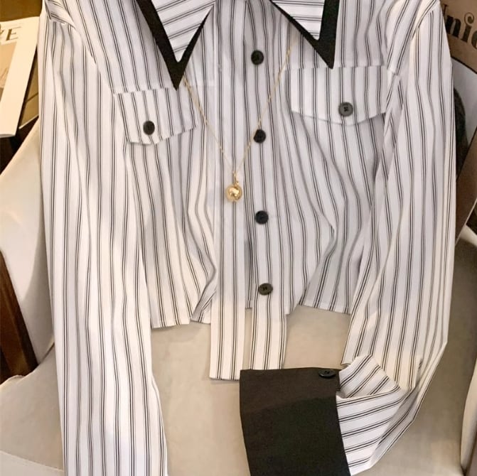 【tops】ストライプ柄ブラウスG20655