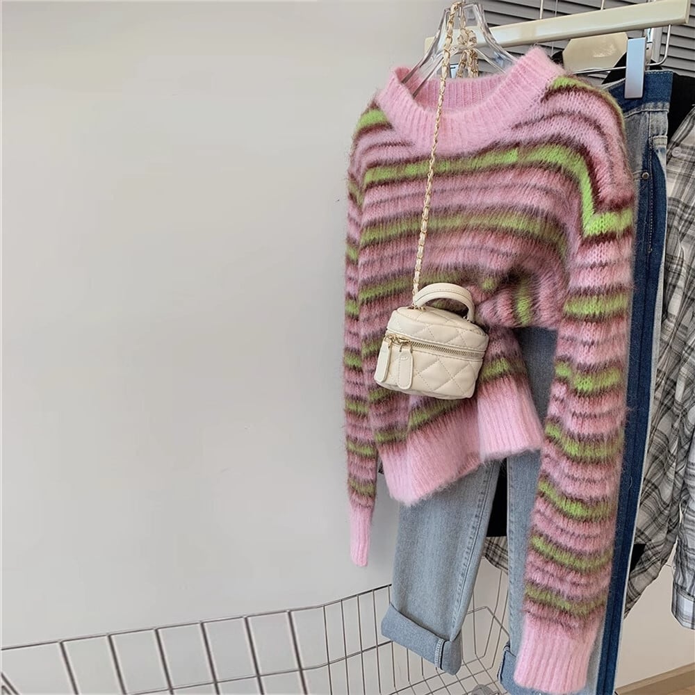 【tops】ボーダー柄ニットセーター　M29307