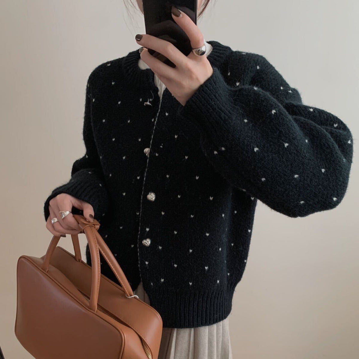 【outer】ハート柄ニットカーデ　M27245