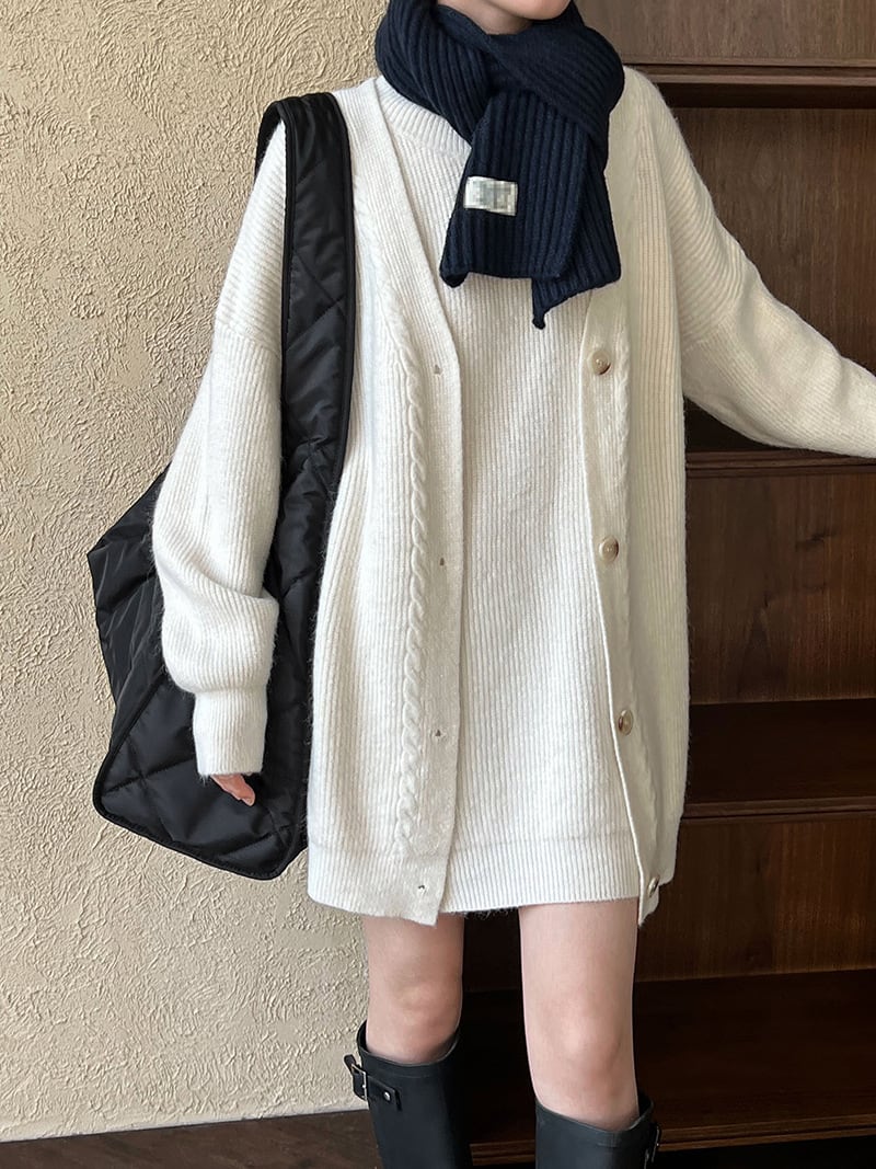 【set】カーディガン×ノースリーブミニワンピースセット　N2871