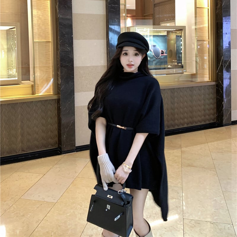 【tops】ケープニットトップスベルト付き　M26825