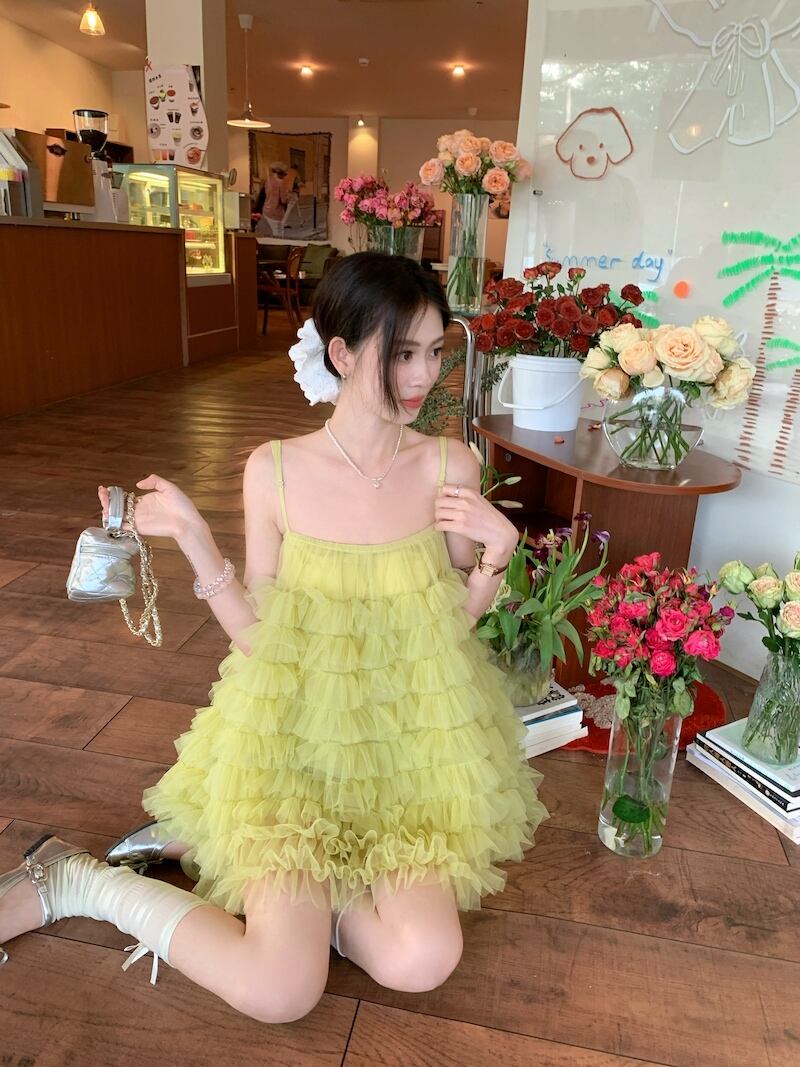 【dress】チュールコンビキャミワンピース　M29848