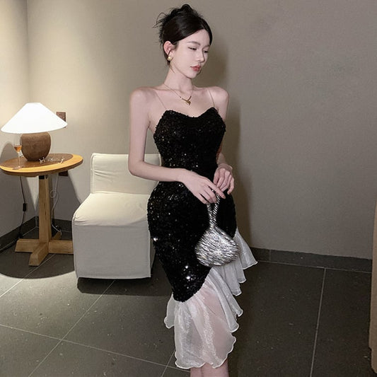 【dress】メッシュ切り替えワンピース G20365