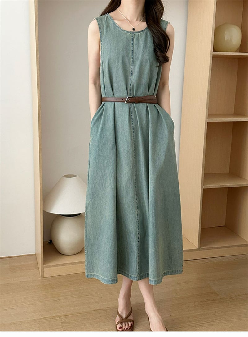 【dress】ノースリーブデニムワンピース　M24025