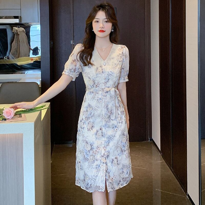 【dress】Vネック花柄ワンピース G20485