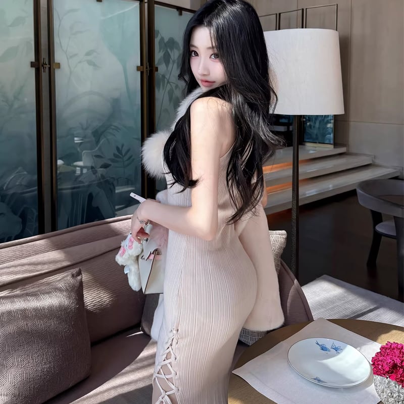 【dress】ノースリーブニットワンピース Q7812