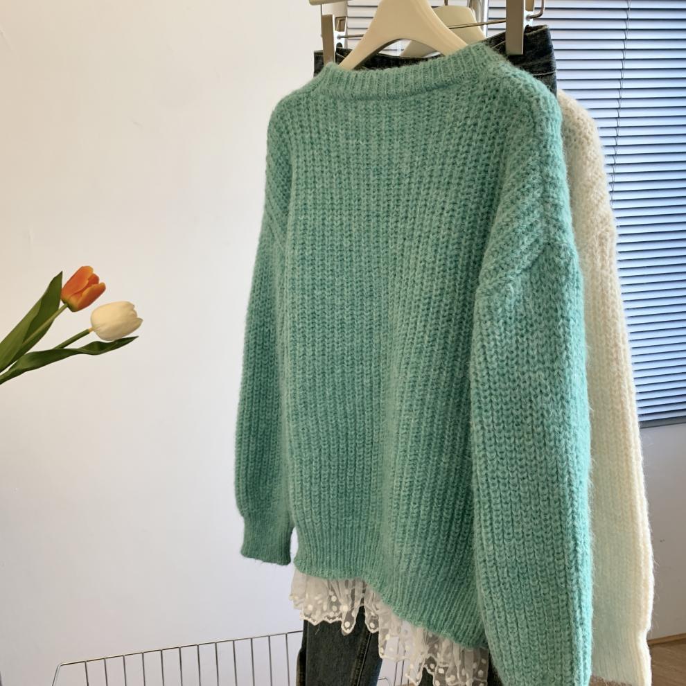 【tops】レース切り替えニットセーター　M29275