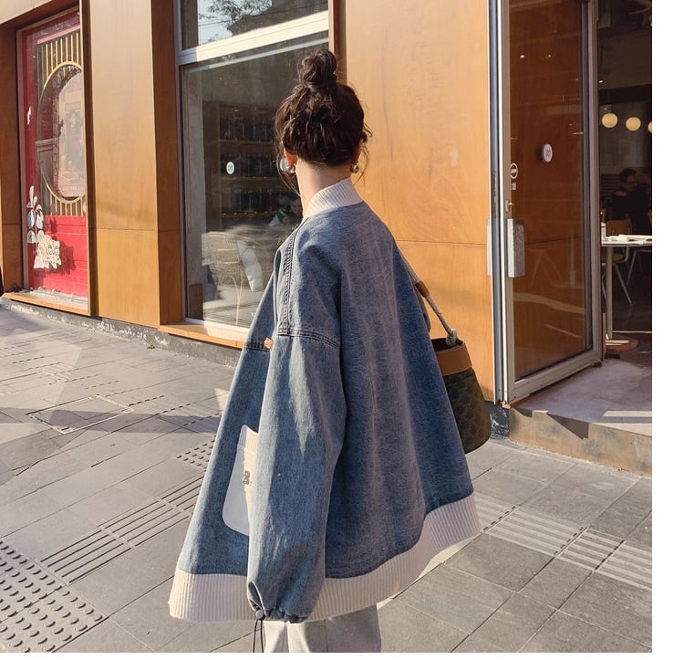 【outer】デニム切り替えニットカーデ　M26291