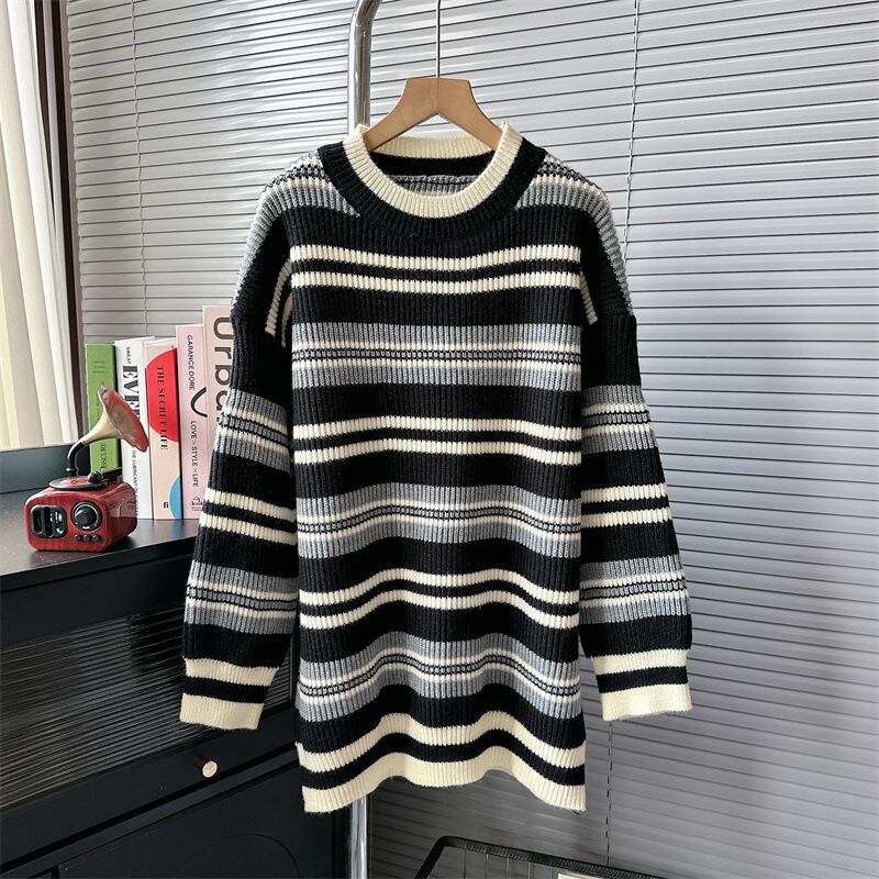 【tops】ボーダー柄ニットセーター　M18954