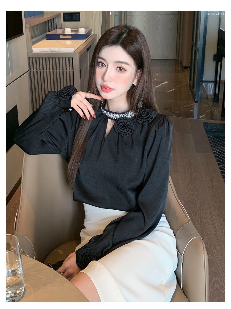 【tops】立体フラワーシャツトップス　M28972