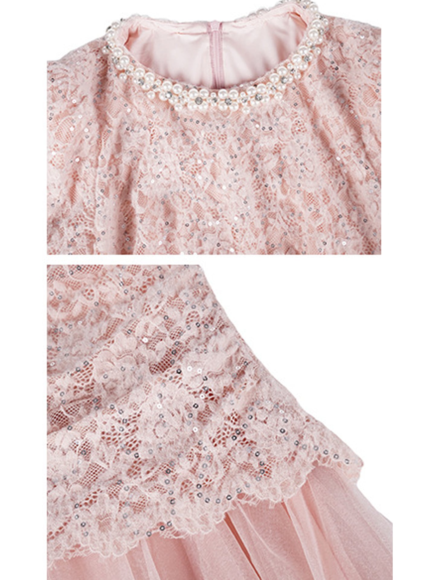 【dress】ビーズ付きレースドッキングワンピース Q8495