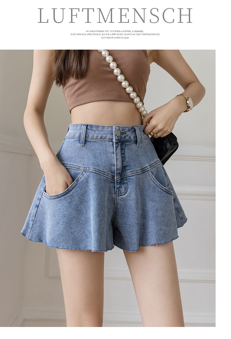 【bottoms】美人度アップ!韓国系着痩せフリルハイウエストショートパンツ G0594