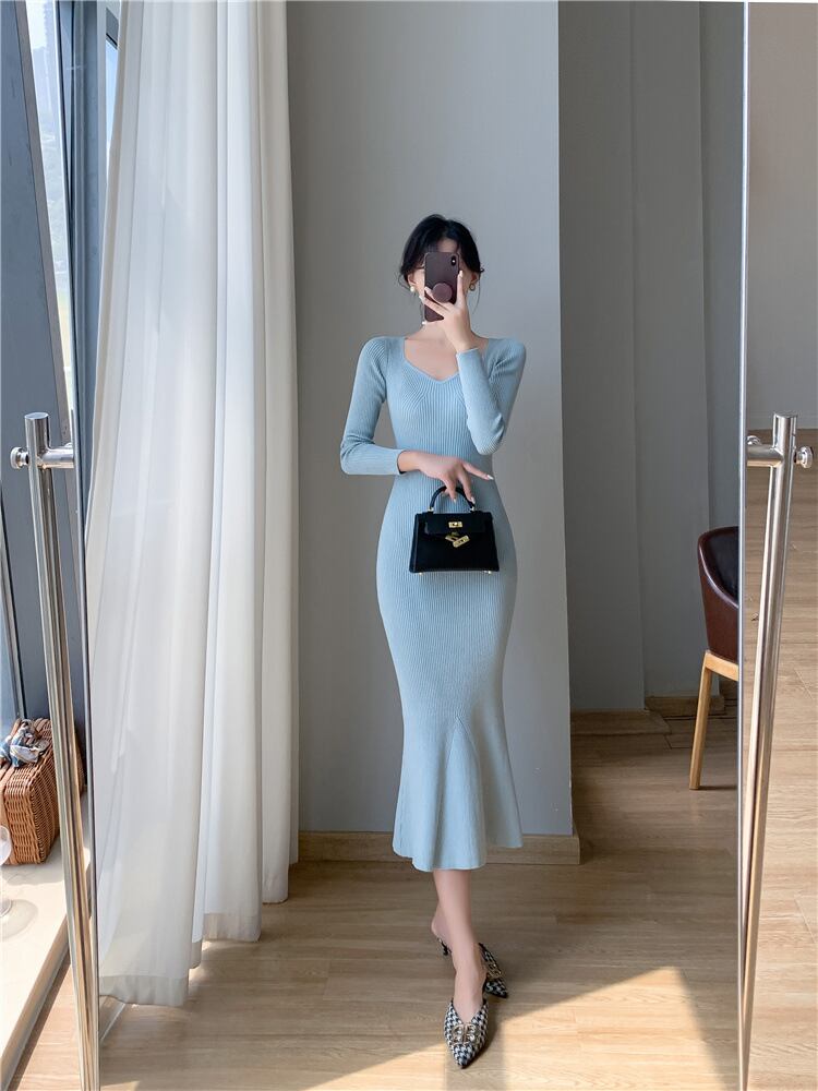 【dress】マーメイドニットワンピース　M28024