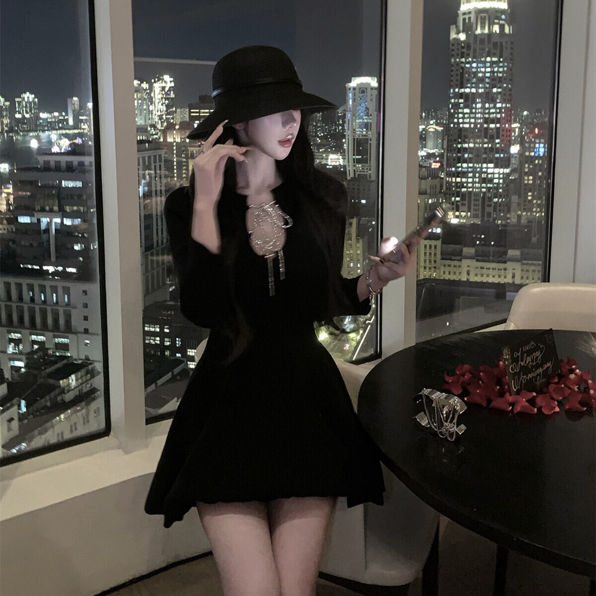 【dress】2WAYレースアップデザインミニワンピース　N3494