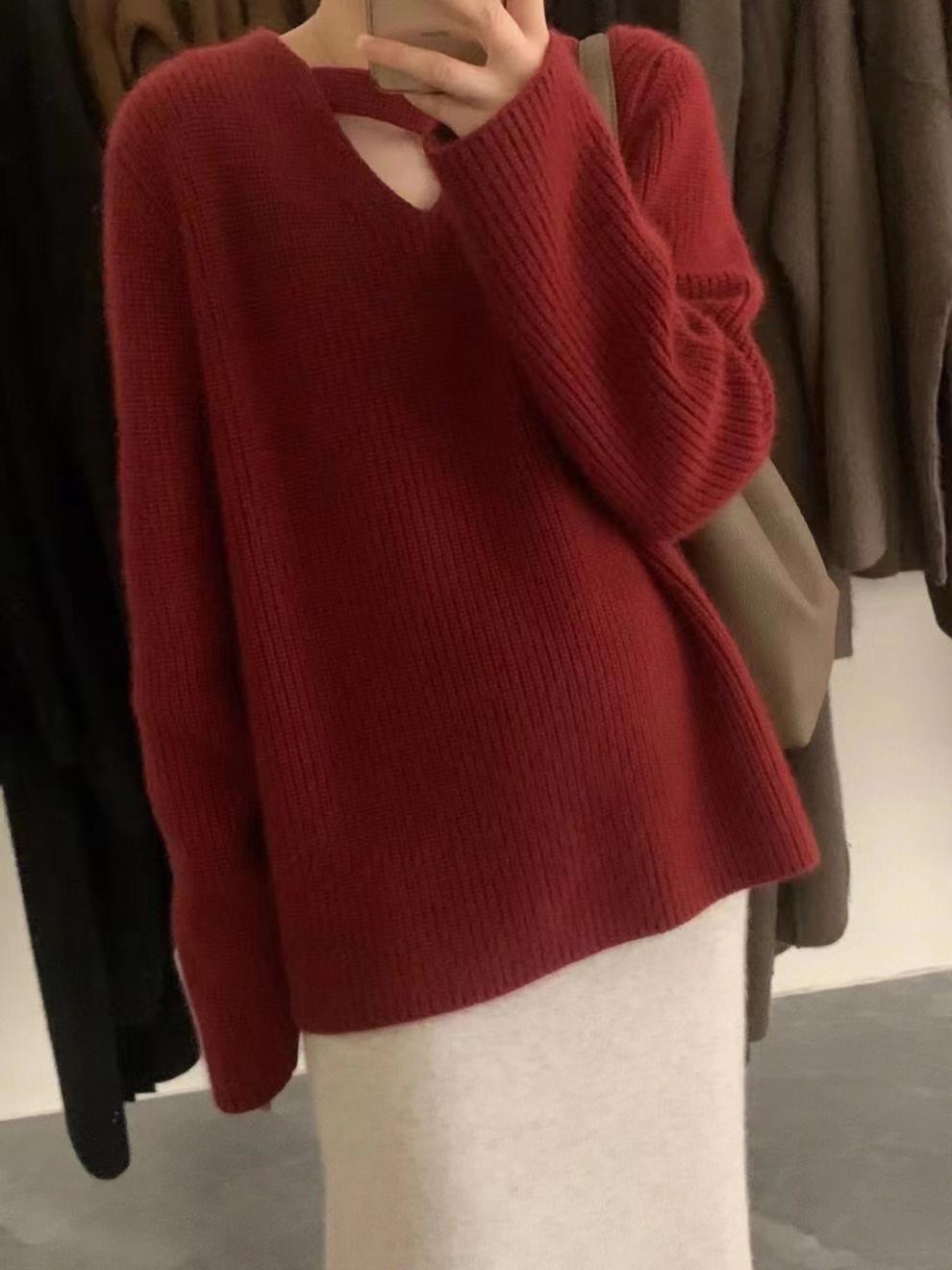 【tops】無地Vネックニットセーター　M17869