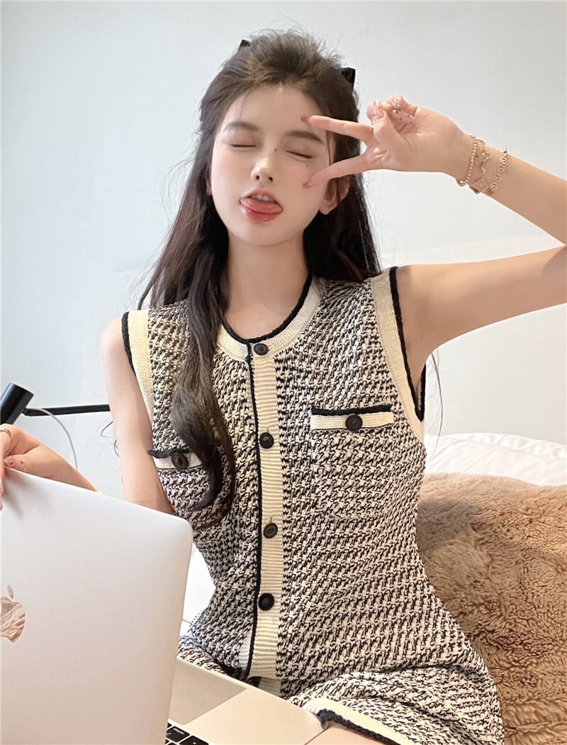 【dress】ノースリーブニットワンピース　M24057