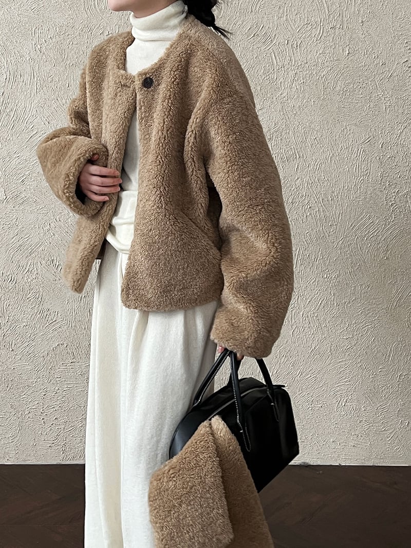【outer】スカーフ付きシープボアコート Q7225