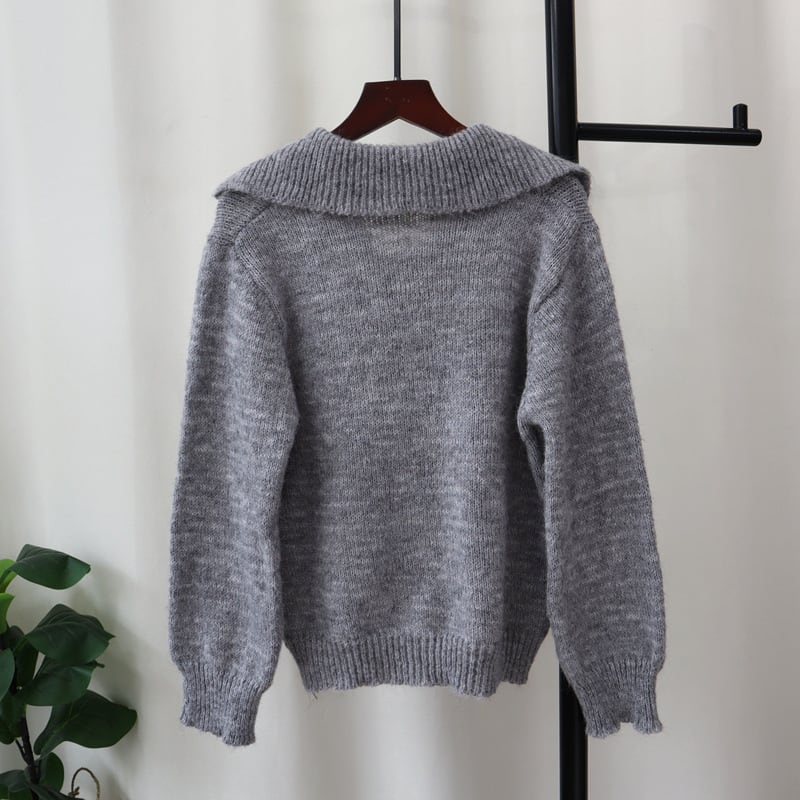 【tops】折り襟ニットセーター　M28374