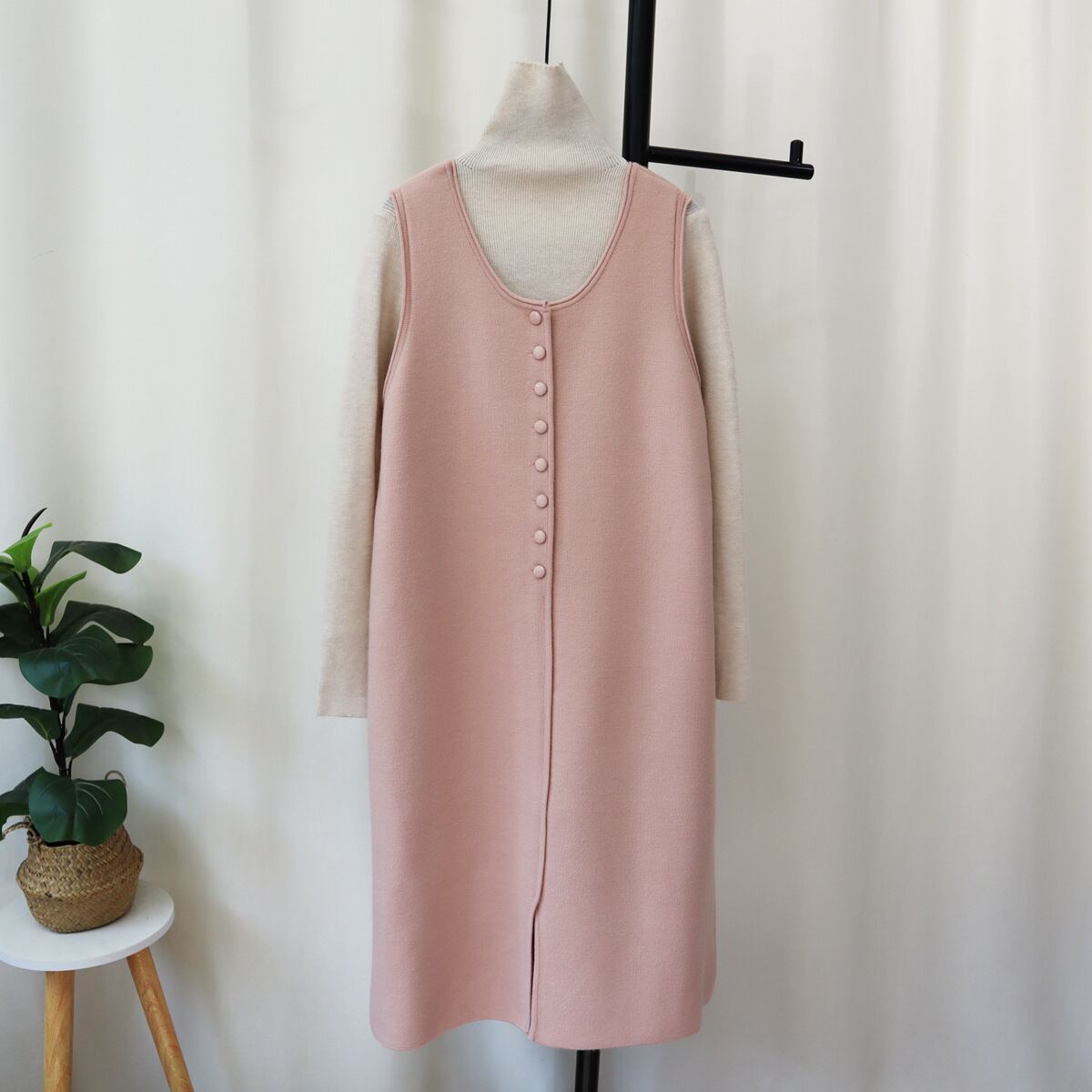 【set】ハイネックニットトップス×ベストワンピースセット　N2264