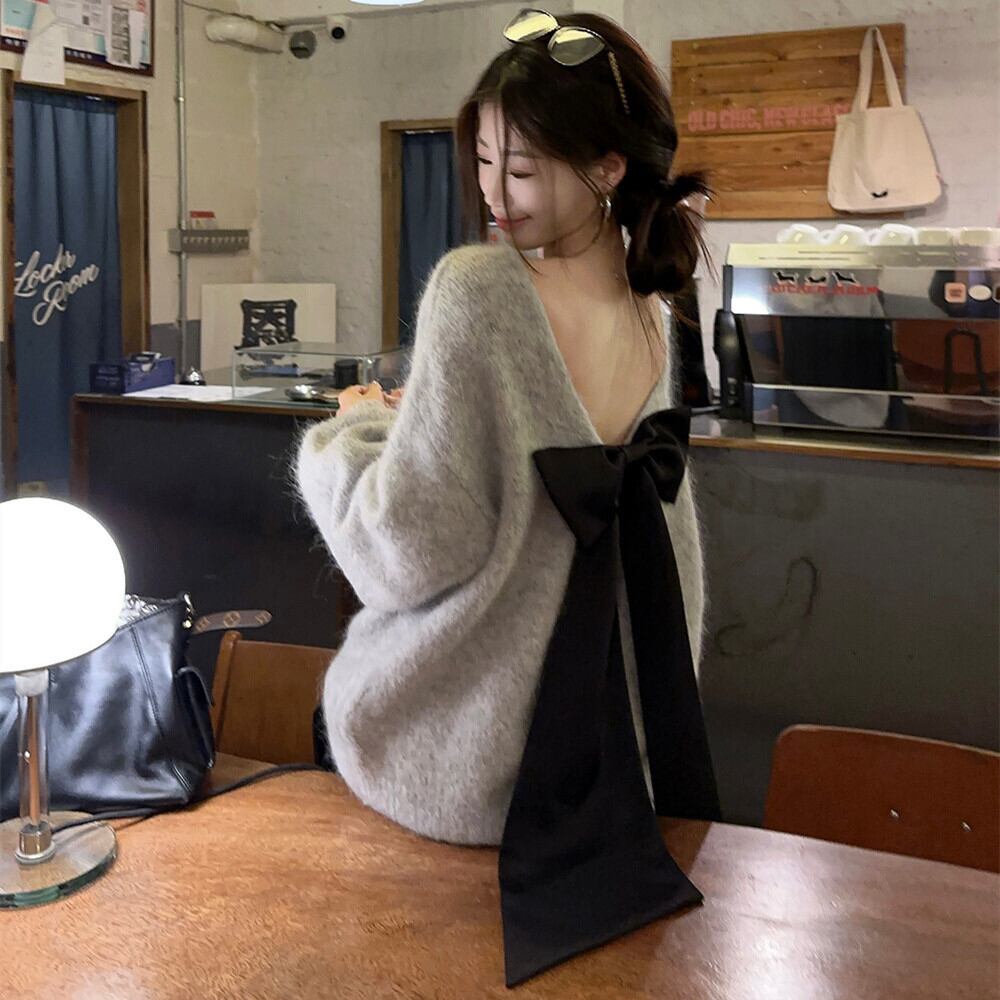 【tops】バックリボンニットトップス　N2775