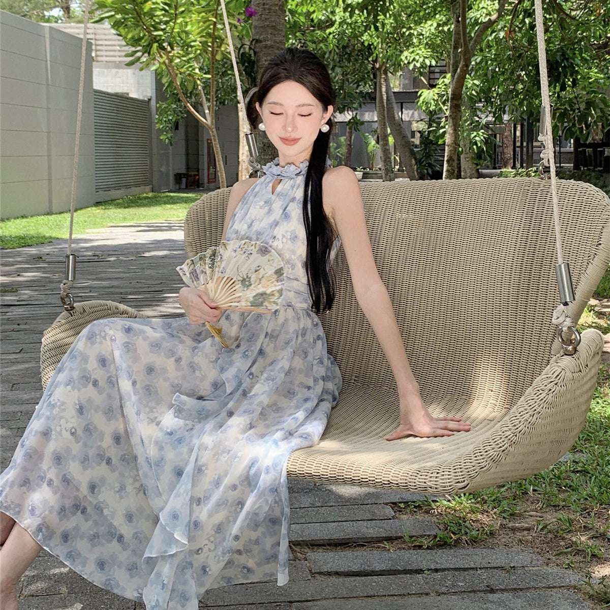 【dress】ホルターネック花柄ワンピース　M24549
