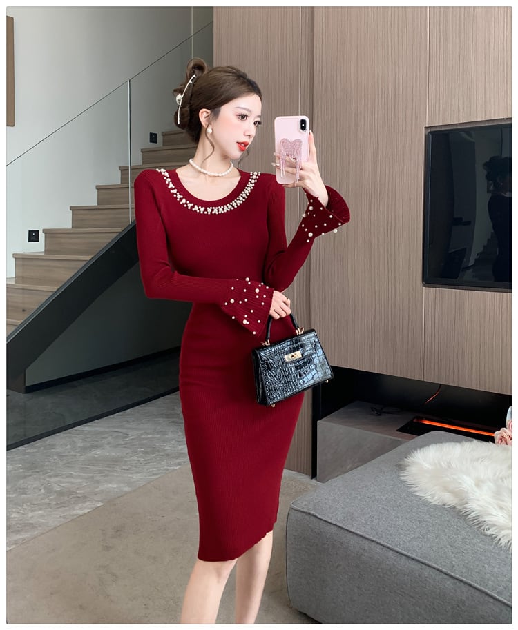 【dress】パールニットワンピース　M27487