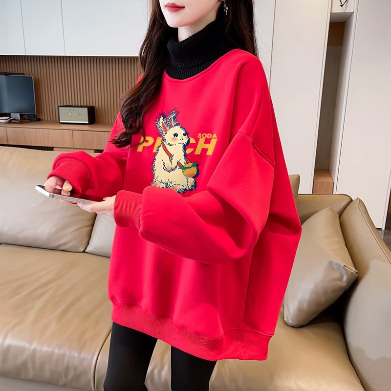 【tops】裹起毛プリントプルオーバー　M28816