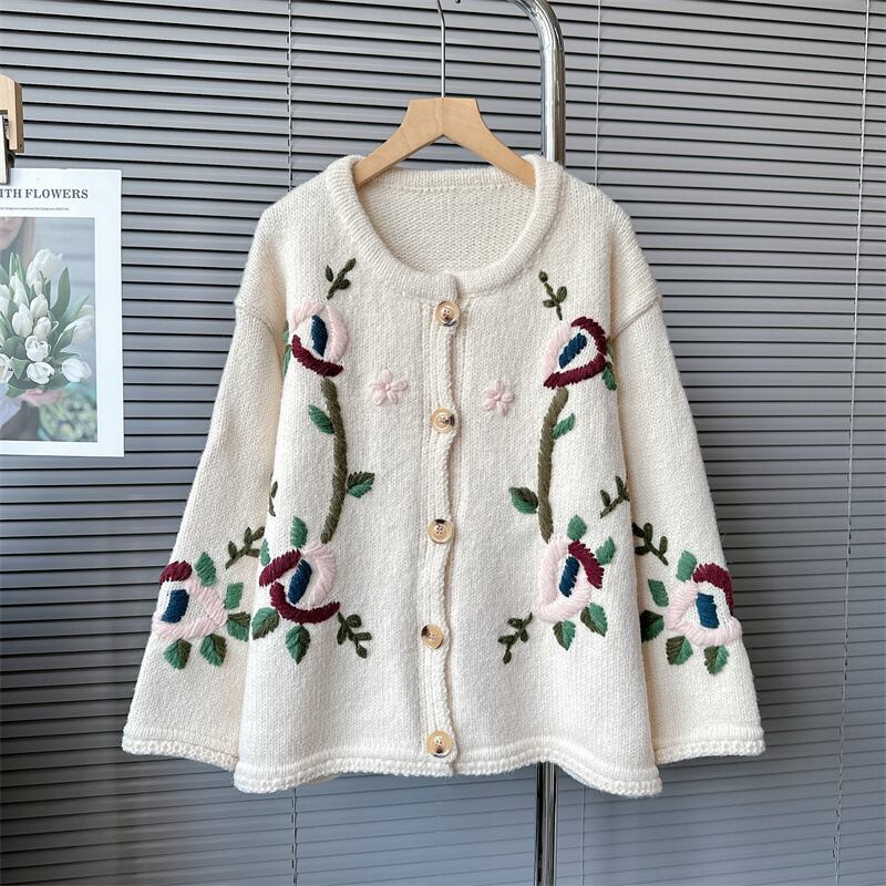 【outer】刺繍ニットカーデ　N2081