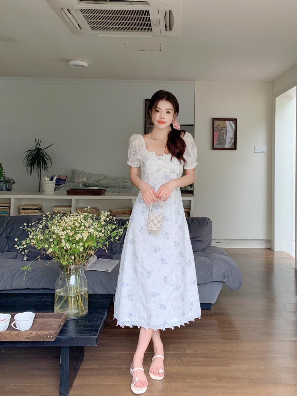 【dress】スウィートスクエアネック花柄ワンピースG21518