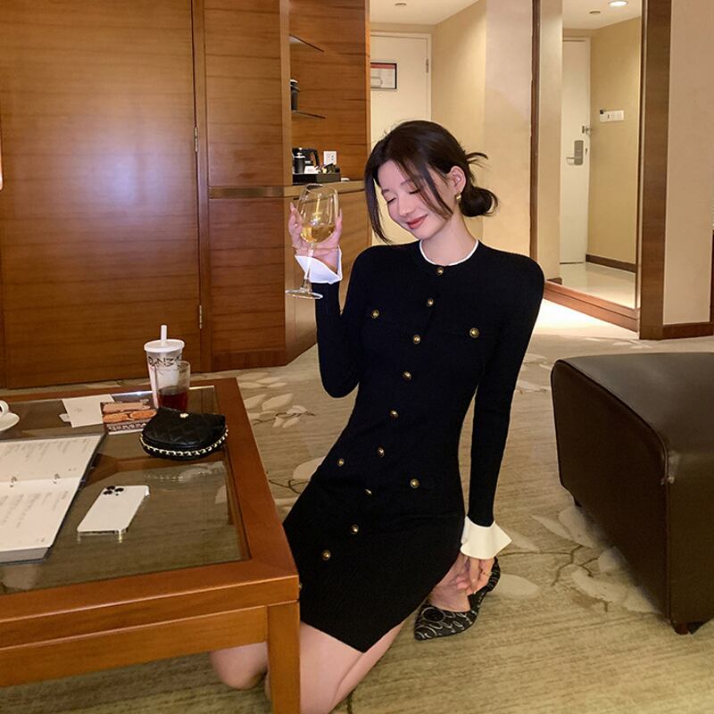 【dress】タイトニットワンピース Q7823