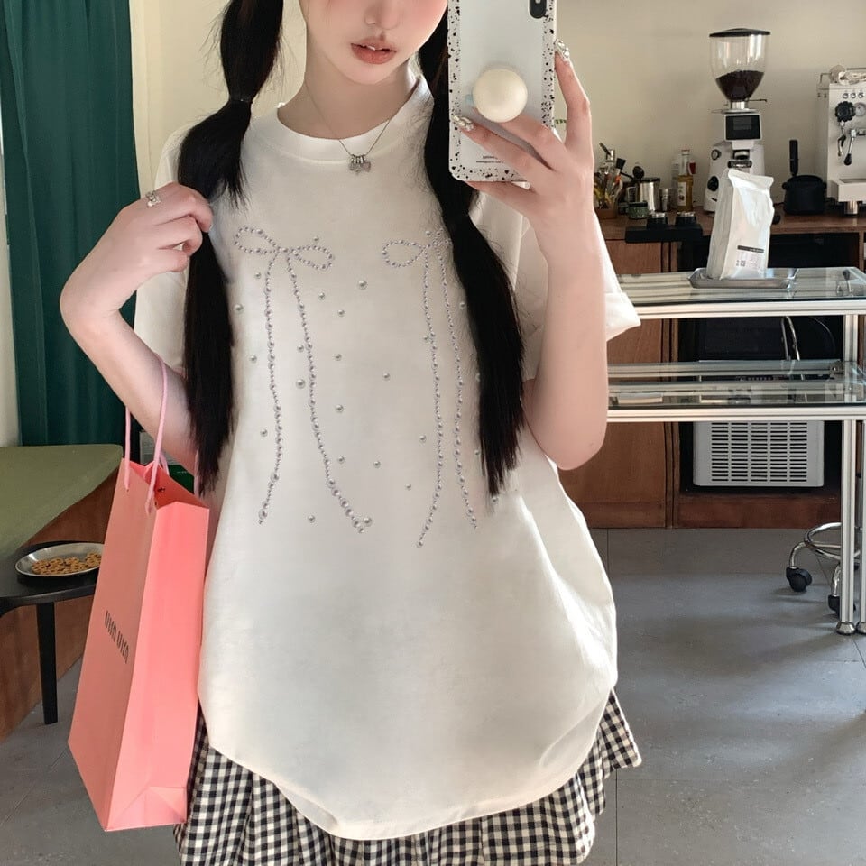 【tops】ビジューTシャツ　M24858