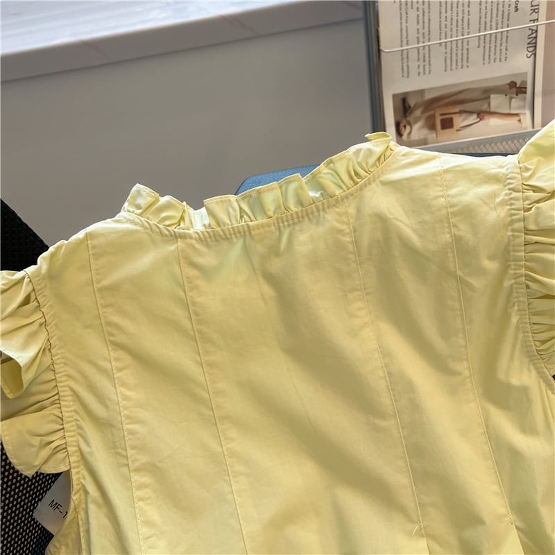 【tops】2色フレンチスリーブギャザータンクトップF7504