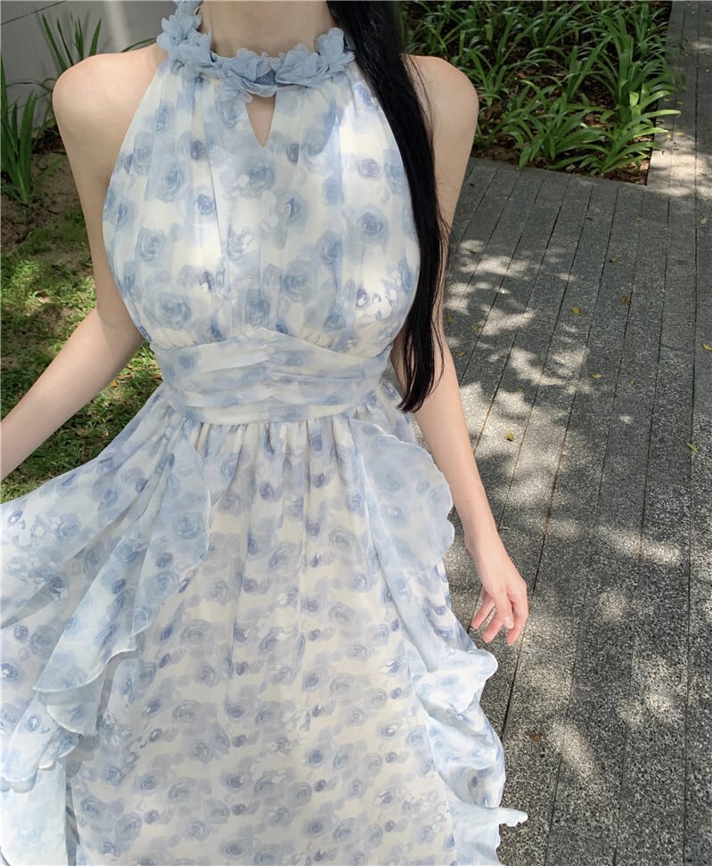 【dress】ホルターネック花柄ワンピース　M24549