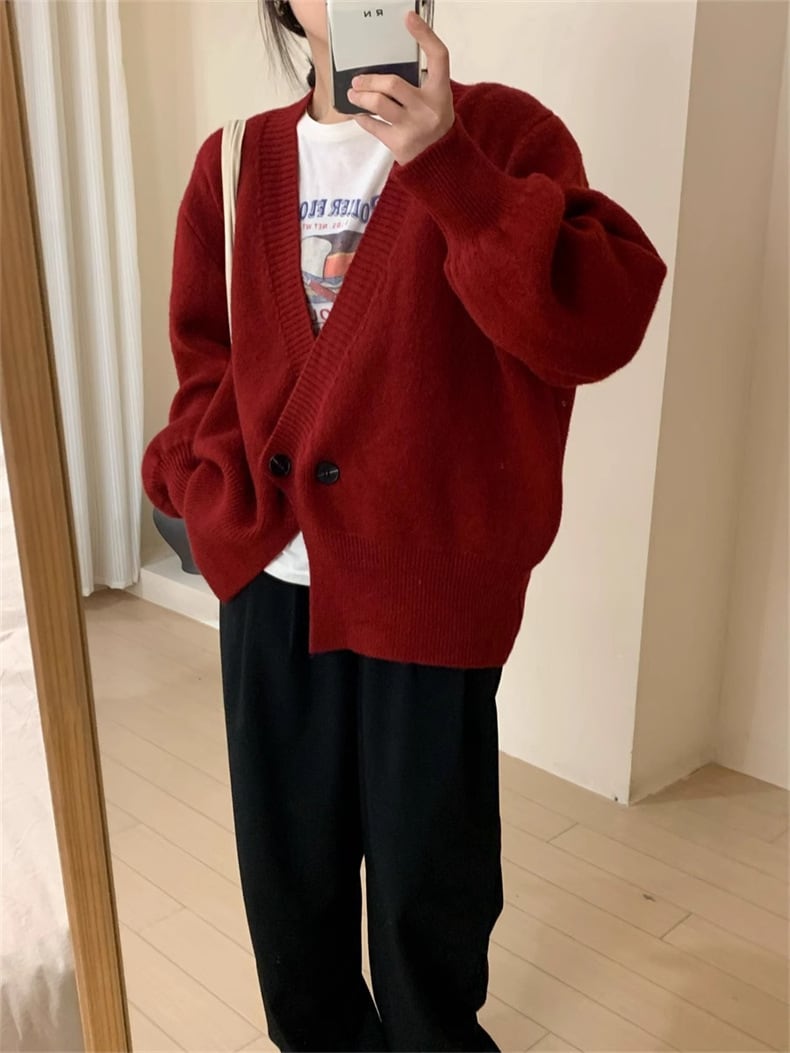 【outer】Vネックニットカーデ　M25974