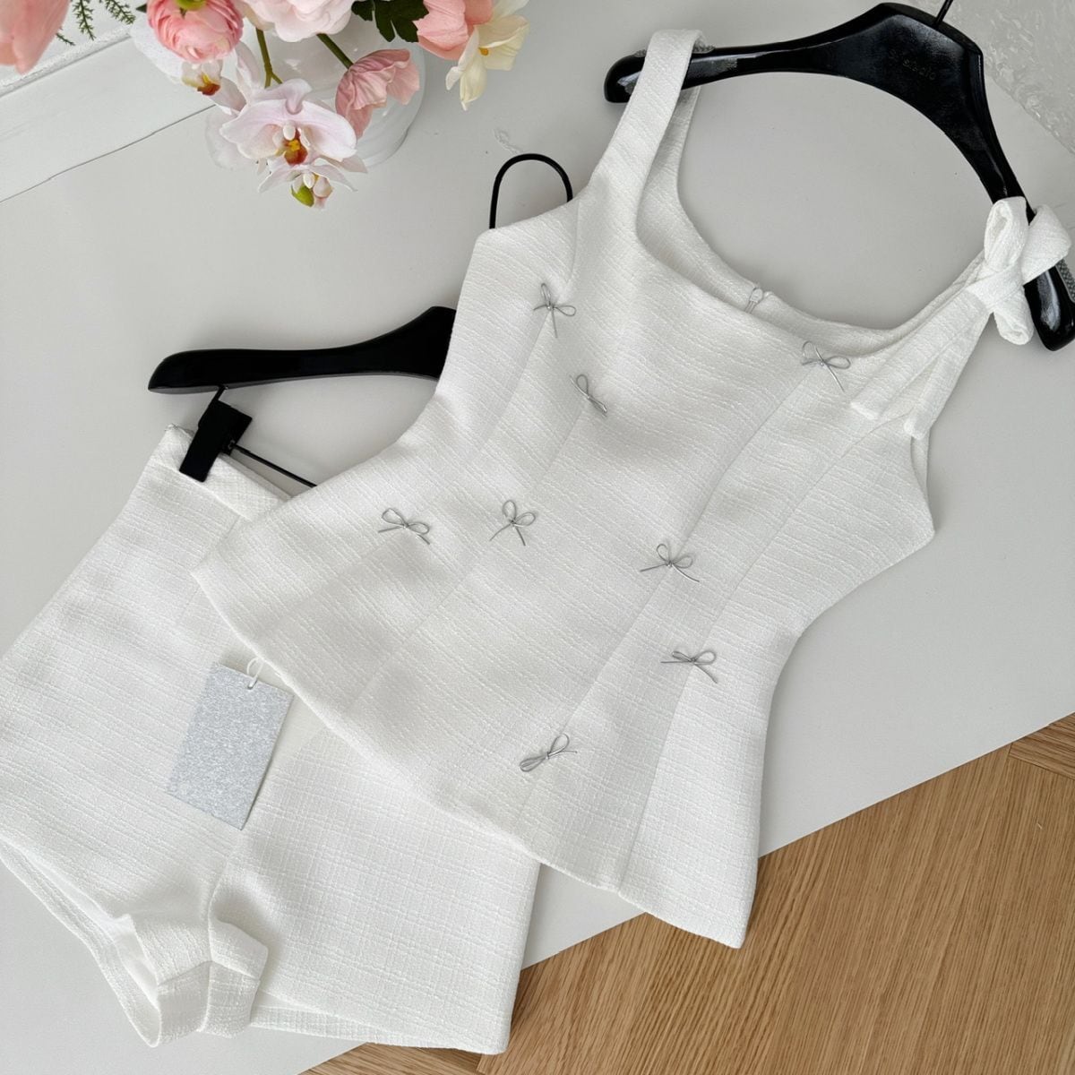 【set】リボン付きトップス×ショートパンツセット　M24392
