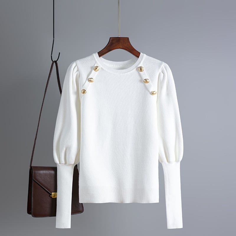 【tops】ボタンデザインニットトップス　M28752