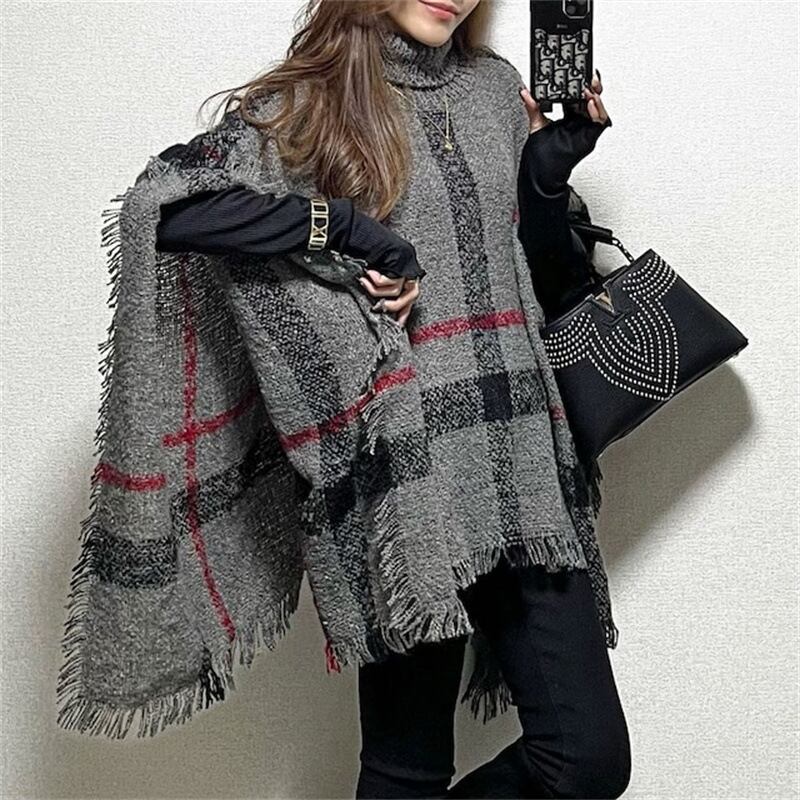 【tops】ハイネックケープニットセーター　M18451