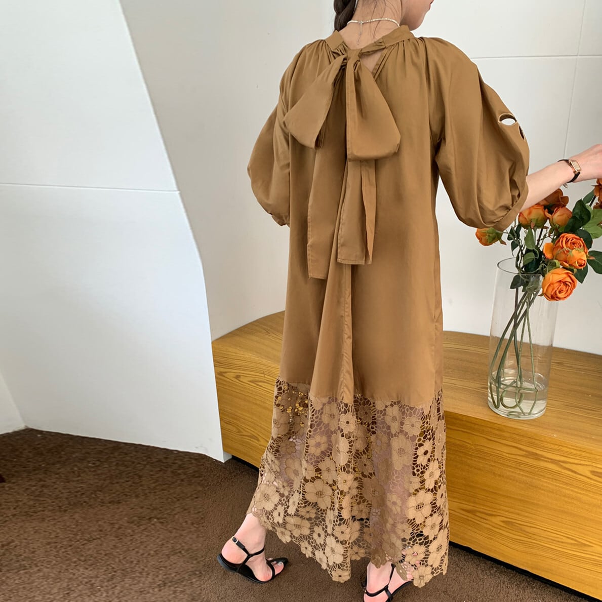 【dress】レースリボン付きワンピース　M24740
