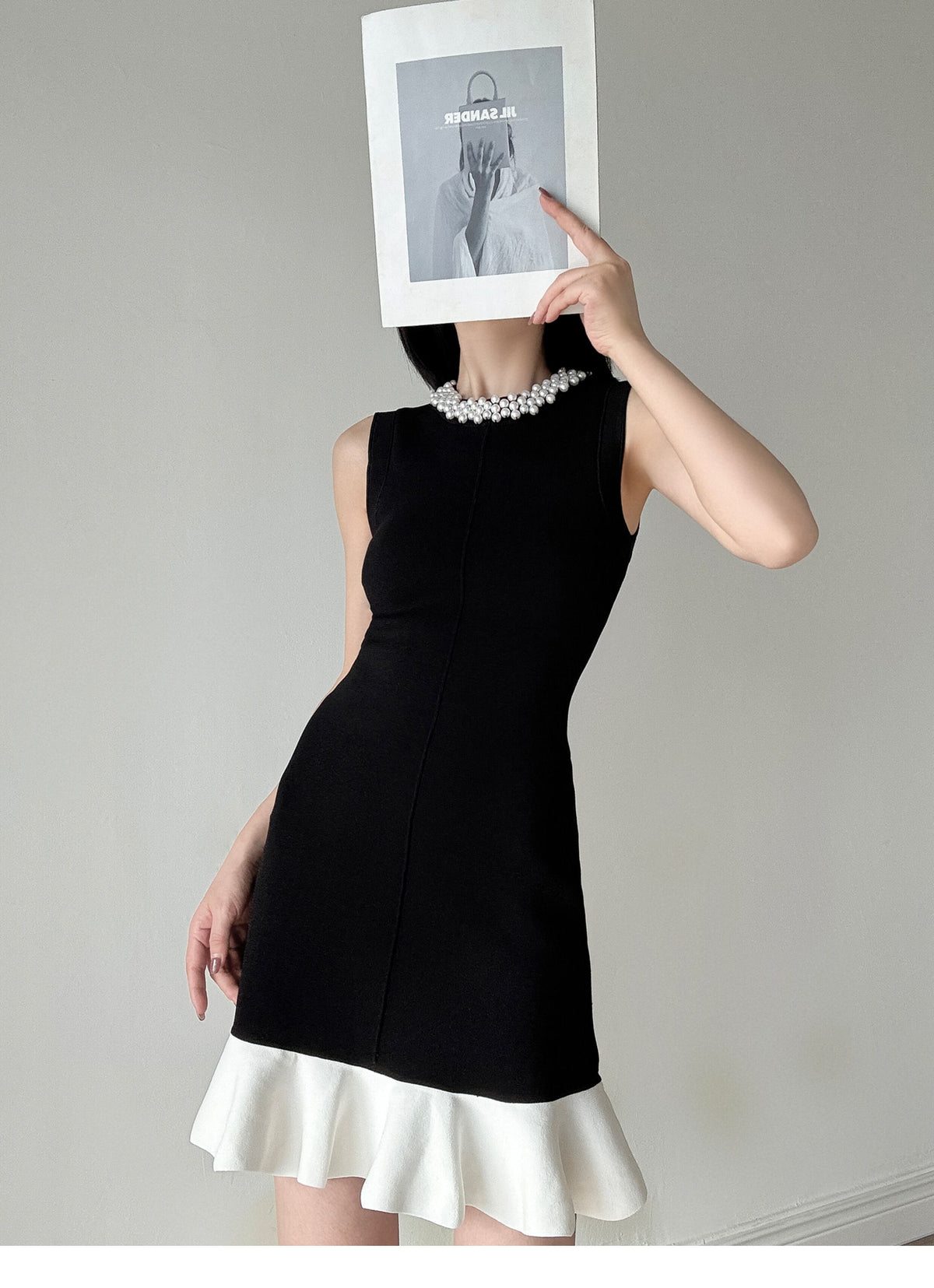 【dress】パールネックドッキングミニワンピース　N3007