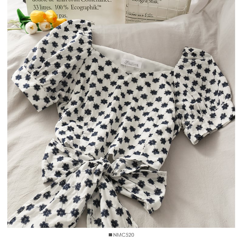 【tops】VネックリボンブラウスG20613