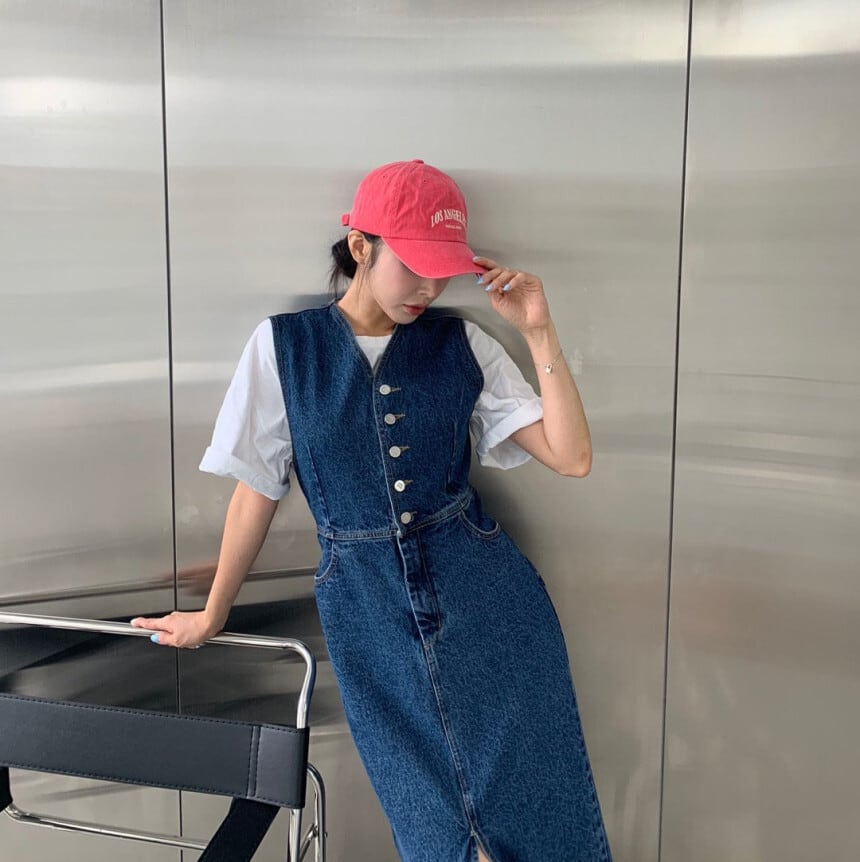 【dress】デニムベストワンピース　M23919