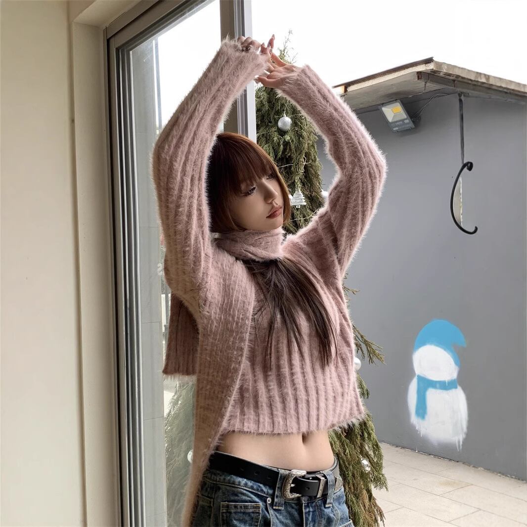 【tops】ニットセーターマフラー付き　M27666