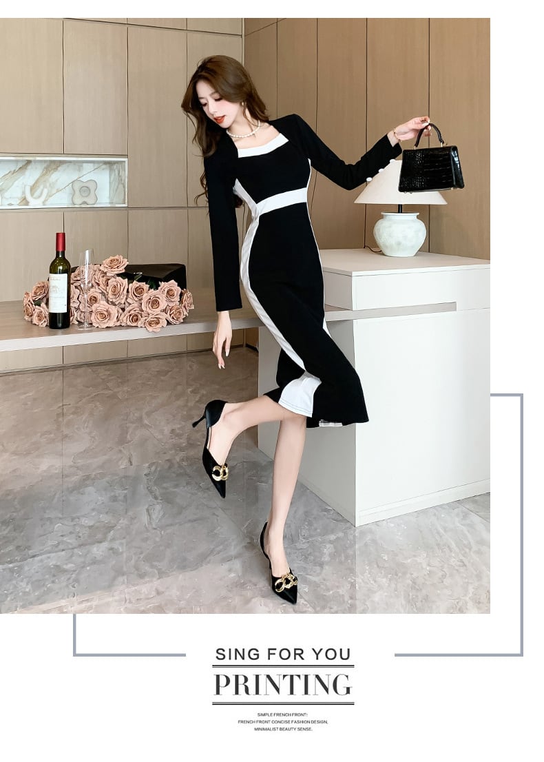 【dress】カラーマッチングタイトワンピース G19344