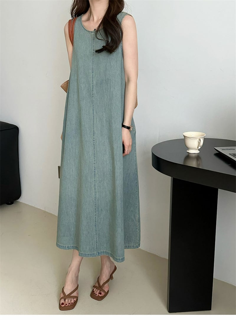 【dress】ノースリーブデニムワンピース　M24025