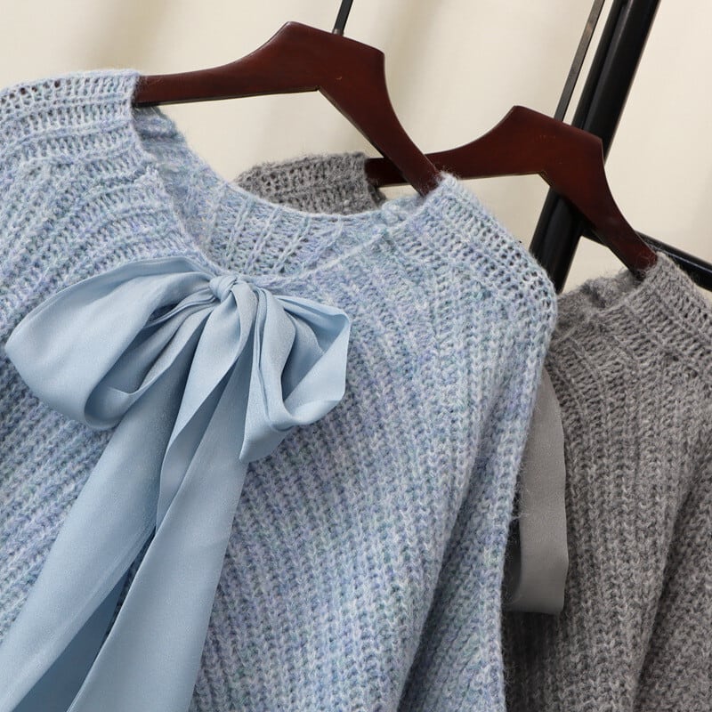 【tops】リボン付きニットセーター　M26942